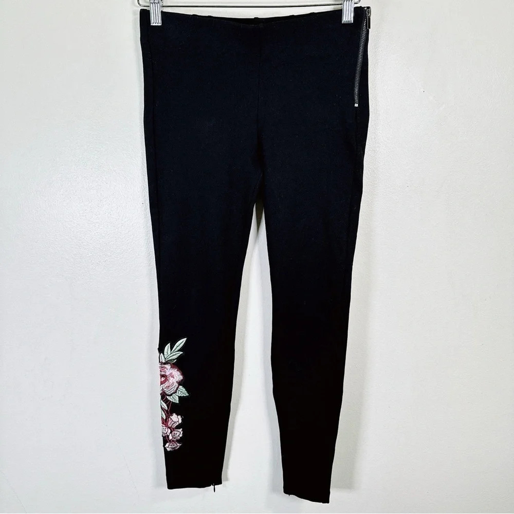 Zara Stretch Embroidered Black High Waist Legging